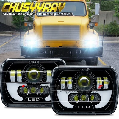 For International 4700 9200 9400i Pair 5X7" Inch LED Headlights Sealed Hi-Lo DRL - Image 1 of 4