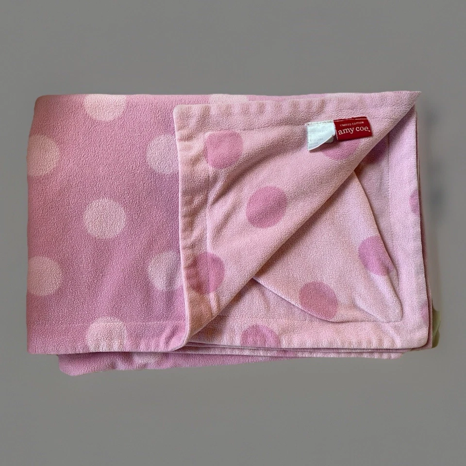 Manta de bebé Amy Coe rosa a lunares suave polar reversible 30" x 40" suave Foto 1 de 4