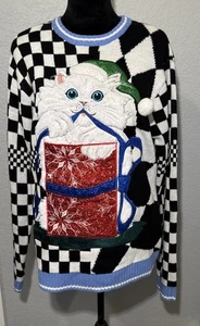 Katzenpullover Damen mittel kariert Urlaub bestickt Fleece Blizzard Bay Katzenliebhaber - Bild 1 von 11