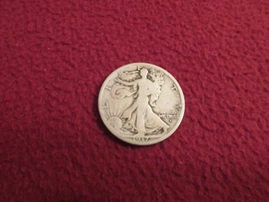 1917-S Anverso Walking Liberty Medio dólar original - Imagen 1 de 8