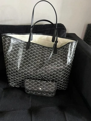 Goyard Saint Louis GM Black Tote Bag with Pouch and Shoulder Strap - Image 1 of 4