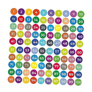 2000 PCS Consecutive Number Stickers 40 1 to 100 - 1 Inch Multi Colour- Round - Picture 1 of 7