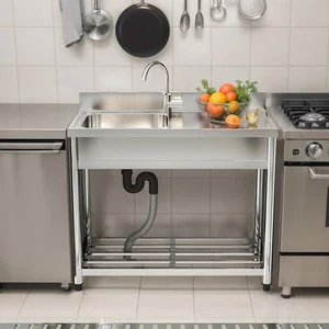 Edelstahl Waschtisch Küchenspüle Spülbecken Gewerbliche Spüle Spültisch Gastro - Bild 1 von 6