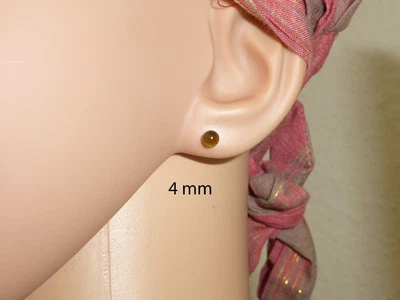 Ohrstecker Tigerauge Kugel Braun Gelb Silber 925 Gold versch. Grössen - Bild 1 von 3