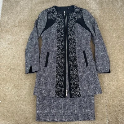 Carlisle Womens Dress and coat set 6 Zip Front black stitched sewn formal - Image 1 of 4