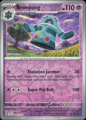 Pokemon - Bronzong #069/162 - SV05: Temporal Forces Reverse Holo - Image 1 of 2