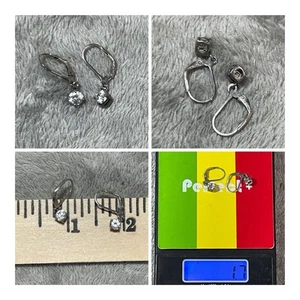 Sterling Silver Round CZ Lever Back Drop Earrings - Picture 1 of 9