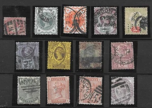 GB VICTORIA GROUP 13 SOUND STAMPS AVERAGE USED, 1/2d - 6d INCLUDES PERFINS. - Picture 1 of 3