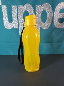 Tupperware Small Eco Bottle 16 oz. Sunflower Yellow with black strap New