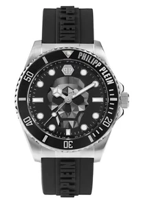 Nuovo orologio analogico da uomo Philipp Plein nero The $kull Diver PWOAA0122 - Foto 1 di 4