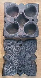 Antique Indian Wooden Kumkum Box – 5‑Compartment Tikka/Spice Holder - Picture 1 of 13