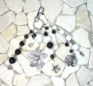★ DIY ★ Taschenanhänger ★ BLUME & ROSE ★ schwarz & weiß ★ - Bild 1 von 4
