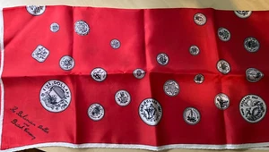 Vtg Red Thirkell of London Scarf 1967 Bahamian Dollar & British Currency Design - Picture 1 of 2