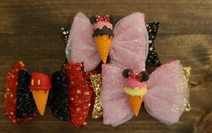  Mouse Ears Ice Cream Cone Hair Clip Glitter Girls, Hair Bow 1pcs - Picture 1 of 2