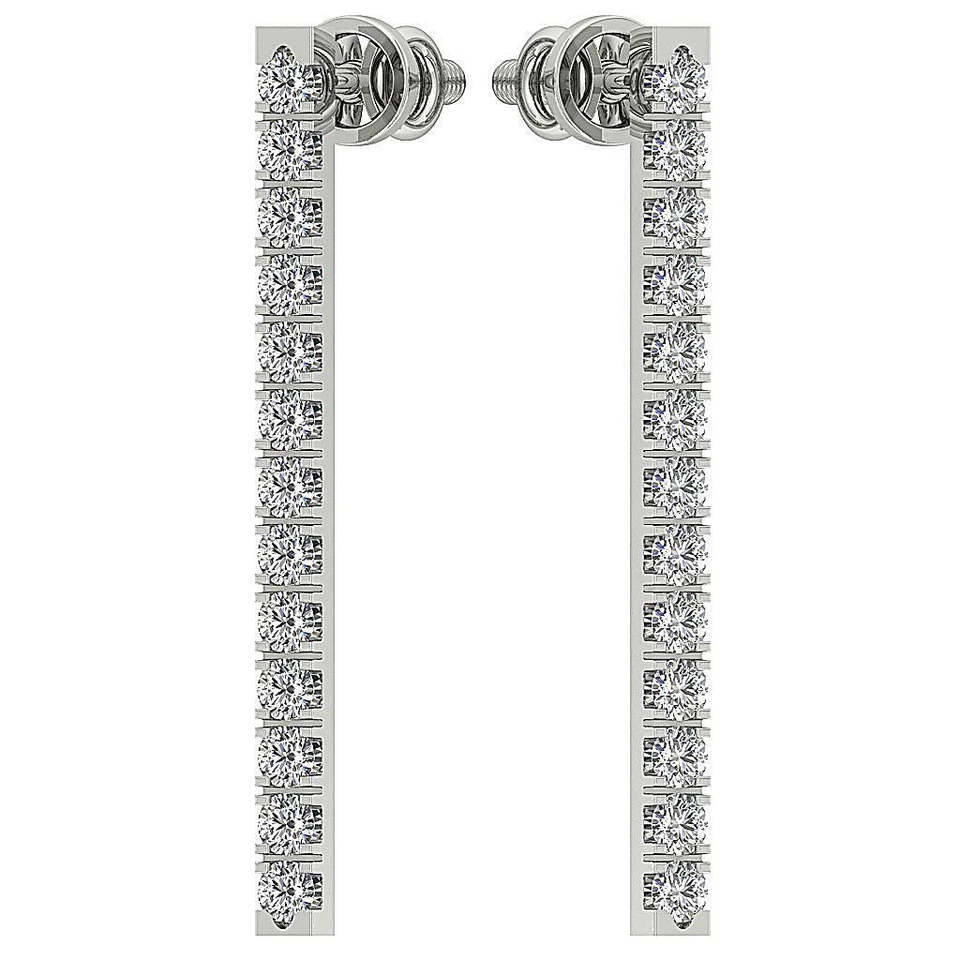 Dangle Chandelier Earrings I1 G 0.50 Ct Natural Round Cut Diamond 14k White Gold - Image 1 of 1