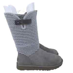 UGG Women’s Shaina Grey Knit Sweater Pull On Winter Boots Size US 7