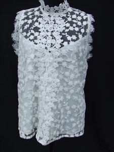BB Dakota NWT White High neck sleeveless lined Lace Blouse SZ M - Picture 1 of 8