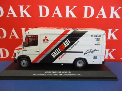 Die cast 1/43 Modellino Furgone Mercedes 609 D Mitsubishi Motors Rally Art 1991 - Immagine 1 di 4