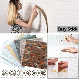 10PCS 3D Tile Brick Wall Sticker Self-Adhesive Waterproof Foam Panel Wallpaper - Picture 1 of 15