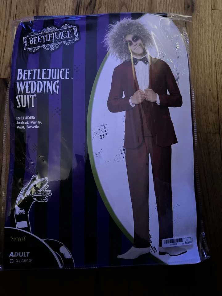 Traje de Boda Spirit Halloween Adulto Beetlejuice Borgoña Talla XL Foto 1 de 2