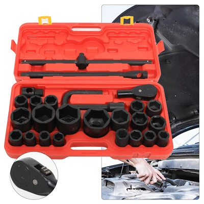 3/4" 1" inch drive socket set 26pc 21-65mm sockets truck ratchet box set - Image 1 of 4