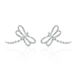 Dragonfly Diamond Ear Climber Earrings In 14k Gold, Si2, Fine Jewelry For Women - Picture 1 of 10