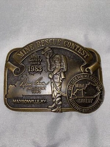Fibbia cintura mineraria vintage 1983 concorso salvataggio miniere Madisonville, Kentucky - Foto 1 di 3