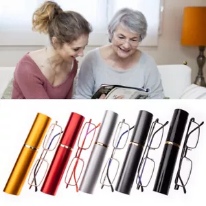 Tragbare Presbyopie Brille kleine kompakte Lesebrille mit Stifttube Etui// - Bild 1 von 18