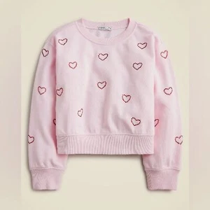 J. Crew Crewcuts Girls' crystal heart crewneck sweatshirt Size XL NWT #CD532 - Picture 1 of 5