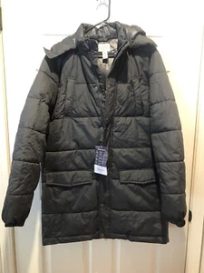 St. Johns Bay Long Length Puffer Jacket heavyweight Mens Size Medium Hooded - Picture 1 of 6