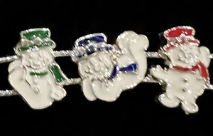 New 7” Silver Snowman Slide Bracelet Christmas - Picture 1 of 2