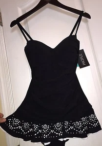 Costume da bagno nuovo con etichette $168 Profile by Gottex taglio laser fascia nero pezzo unico - Foto 1 di 10