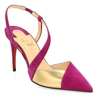 Christian Louboutin Platina 85 Pink Richelieu Cross Strap Sandal Heel Pump 38.5 - Image 1 of 4