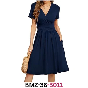 WEACZZY Womens Dresses Short Sleeve Casual Summer Dress V-Neck Party Dress, XXL - Picture 1 of 7