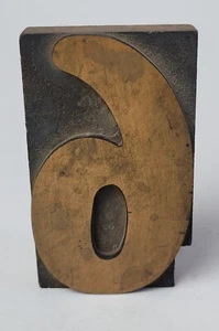 LARGE NUMBER "6 or 9" ANTIQUE LETTERPRESS VINTAGE WOODEN PRINT BLOCK STAMP 4" - Picture 1 of 7