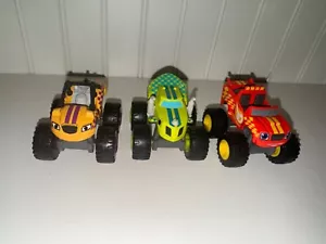 3er Set Blaze and the Monster Machines Druckguss Trucks kariert 2014 Serie - Bild 1 von 7