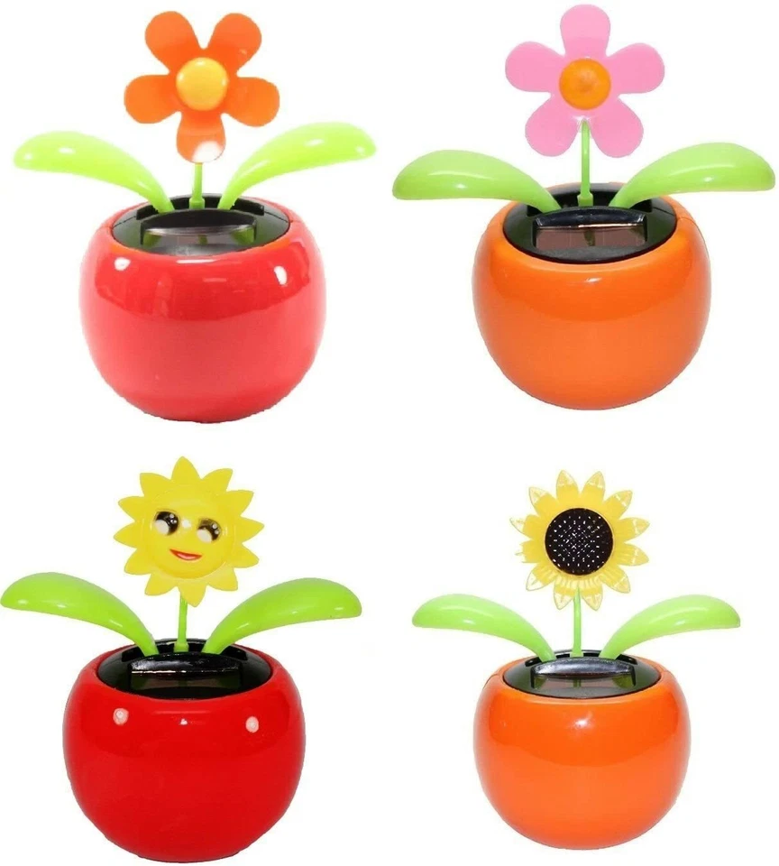 4 Eco-Friendly Solar Dancing Flowers in Colorful Pots Decoration Gift no battery - Image 1 of 1