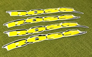 8.5-9” NOS Vintage ROSS BICYCLES Yellow Frame Decals ORIGINAL AUTHENTIC Set of 4 - Picture 1 of 3