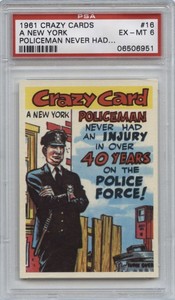1961 Topps CRAZY CARDS #16 A New York PSA 6