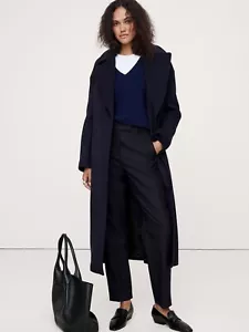 Banana Republic High Rise Tapered Italian Wool Ankle Pant 10 | Navy Blue NEW - Picture 1 of 4