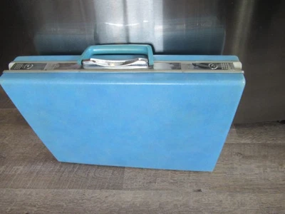 Vintage Blue Samsonite Hard Shell Briefcase Polka Dot Lining - Image 1 of 4