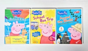 Lot of 3 Peppa Pig DVDs The Balloon Ride, School Bus Trip & Around The World - Picture 1 of 5