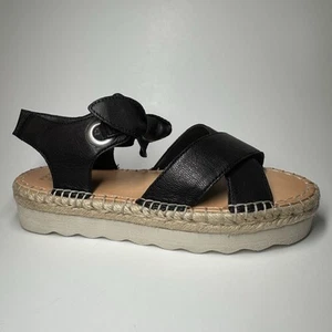 Frye & Co Lula Bow Sandals Women's Sz 7 Comfort Shoes Ankle Tie Platforms Black - Picture 1 of 11