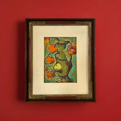 Pintura al óleo japonesa semi antigua bodegón 1966 decoración de arte antiguo Foto 1 de 4