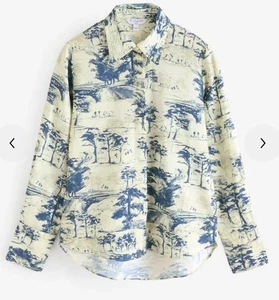 Next Women’s Shirt Blue Cream Floral Size 16 BNWT RRP £25 - Picture 1 of 2