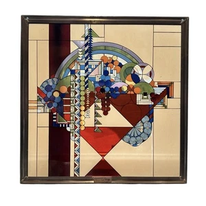 Frank Lloyd Wright's Collezione Vetro Colorato Astratto May Cesto Frutta Ciotola 12" - Foto 1 di 18