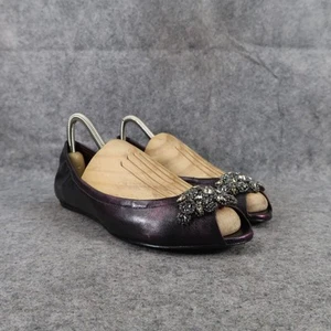 Vera Wang Shoes Womens 7.5 Ballet Flats Peep Toe Formal Wedding Purple Metallic - Picture 1 of 19