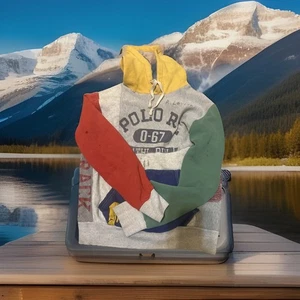 Polo uomo Ralph Lauren Big Pony pile colorblock con cappuccio taglia S - Foto 1 di 4