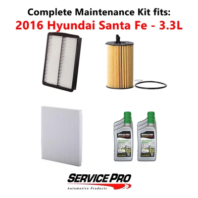 2016 Hyundai Santa Fe 3.3L Complete Cabin, Air & Oil Filter Kit (5W-30) Foto 1 de 4
