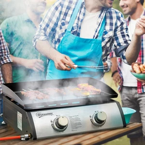Portable Gas Plancha Grill Tabletop BBQ Non Stick Griddle Camping Picnic Party - Picture 1 of 11